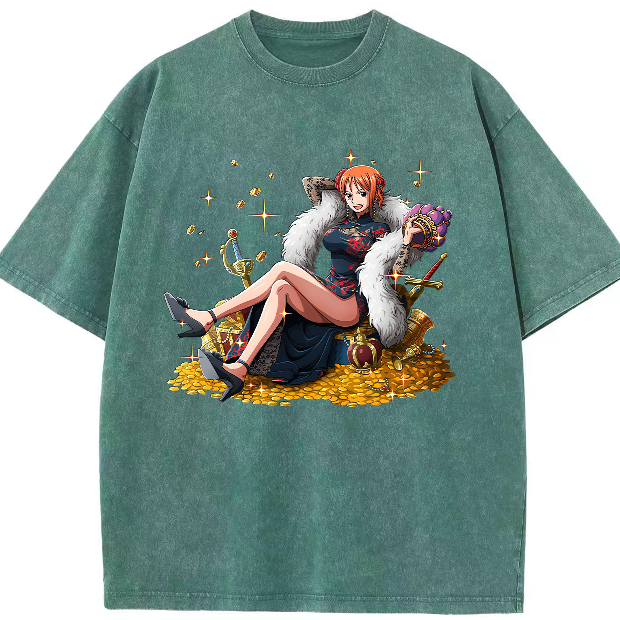 ワンピース ナミ ONE PIECE Nami 綿100% ヴィンテージ風 半袖Tシャツ（フロントプリント）